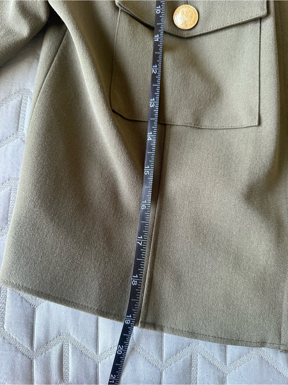 L'AGENCE Olive Military-Inspired Cropped Blazer with Gold Buttons - Picture 9 of 9